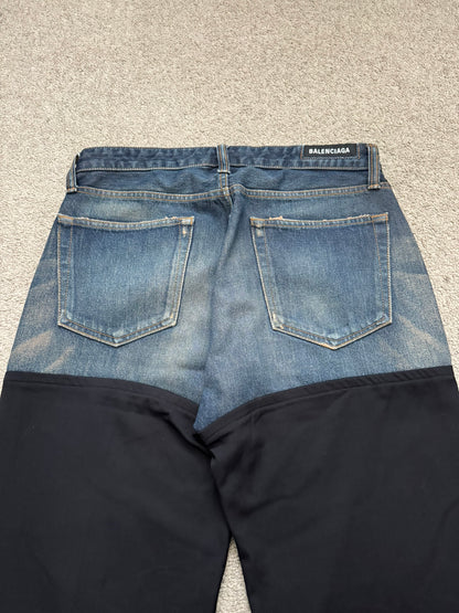 FW20 Balenciaga Hybrid Denim/Twill Paneled Jeans