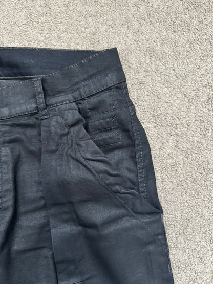 SS14 Rick Owens DRKSHDW Black Waxed Memphis Biker Denim Jeans