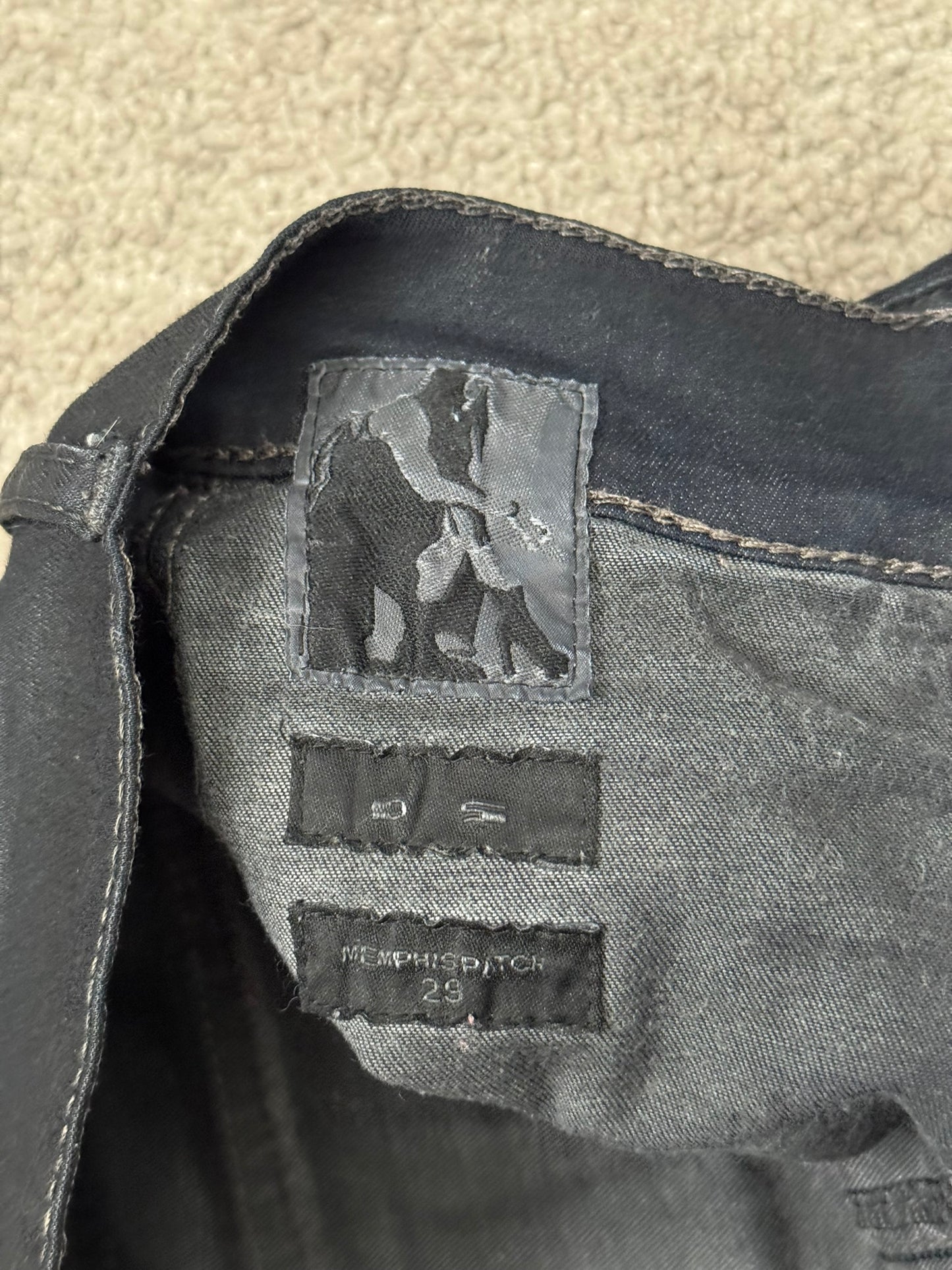 SS14 Rick Owens DRKSHDW Black Waxed Memphis Biker Denim Jeans
