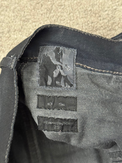 SS14 Rick Owens DRKSHDW Black Waxed Memphis Biker Denim Jeans