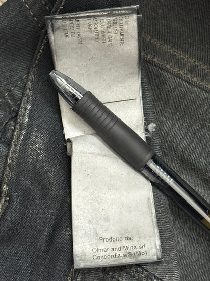 SS14 Rick Owens DRKSHDW Black Waxed Memphis Biker Denim Jeans