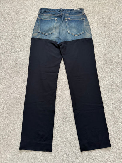 FW20 Balenciaga Hybrid Denim/Twill Paneled Jeans