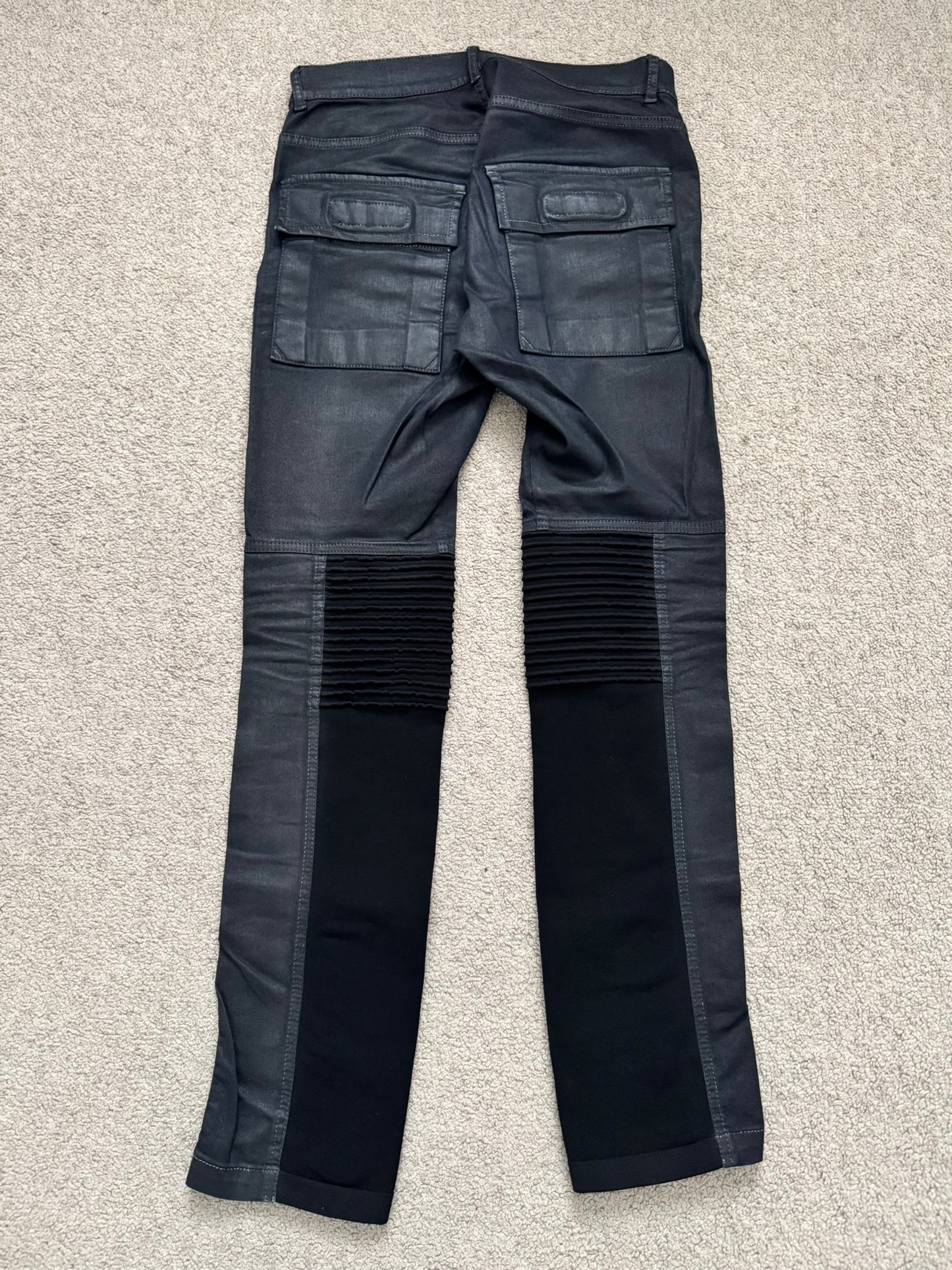 SS14 Rick Owens DRKSHDW Black Waxed Memphis Biker Denim Jeans