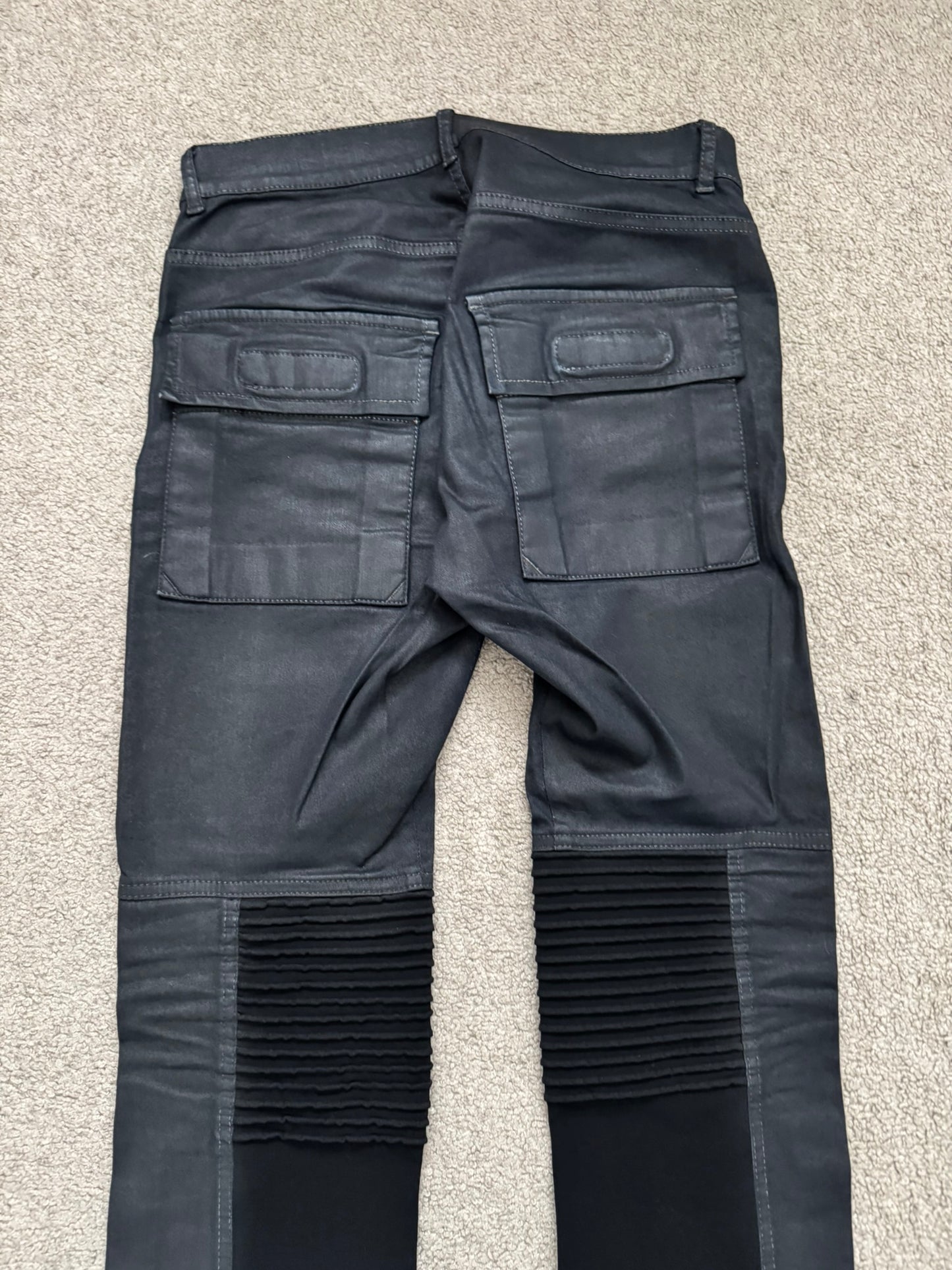 SS14 Rick Owens DRKSHDW Black Waxed Memphis Biker Denim Jeans