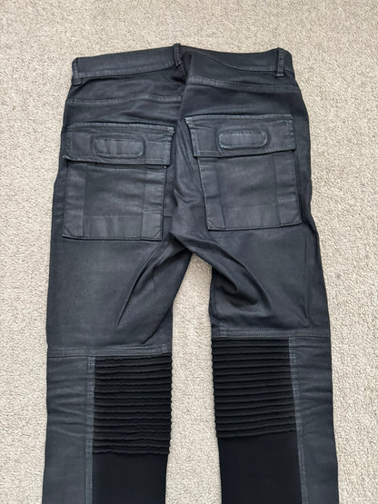 SS14 Rick Owens DRKSHDW Black Waxed Memphis Biker Denim Jeans