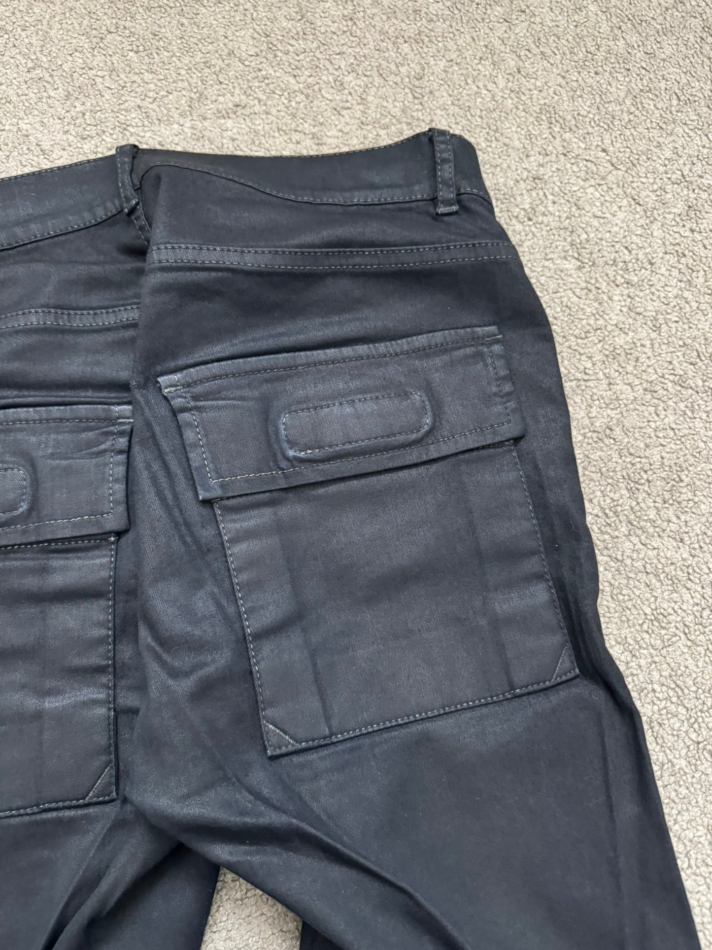 SS14 Rick Owens DRKSHDW Black Waxed Memphis Biker Denim Jeans