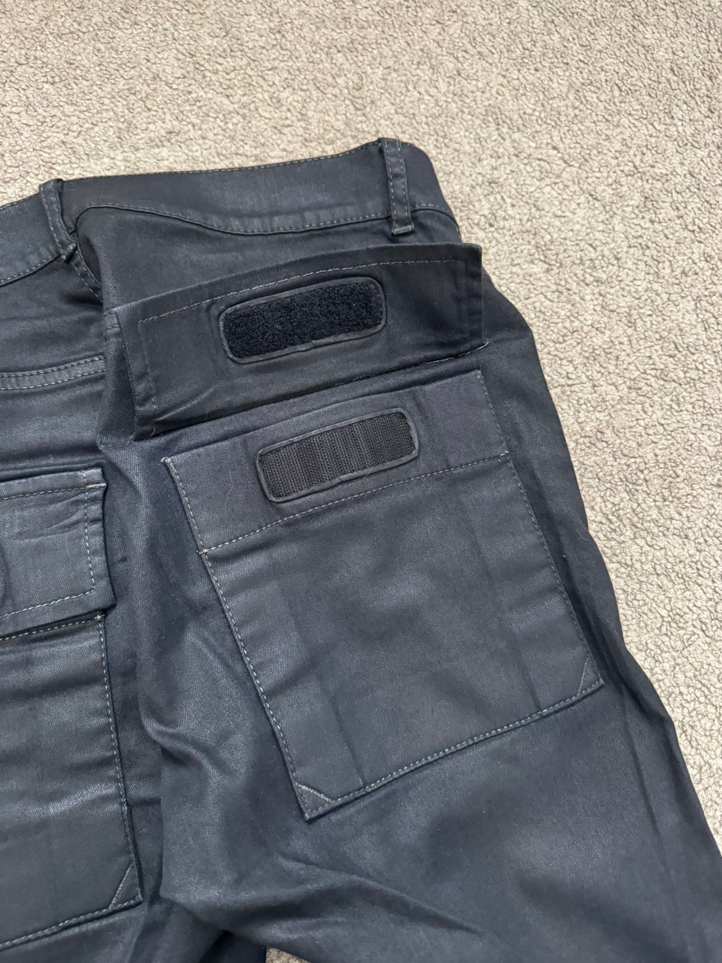SS14 Rick Owens DRKSHDW Black Waxed Memphis Biker Denim Jeans