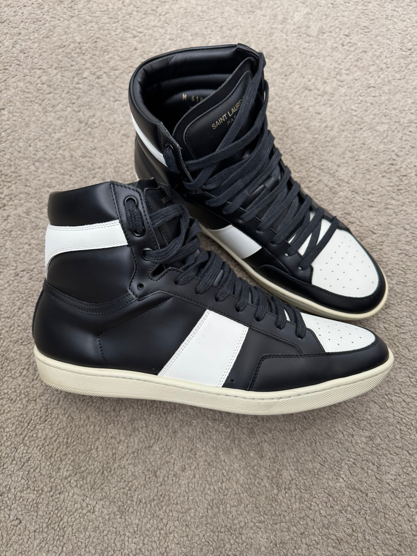 SS16 Saint Laurent by Hedi Slimane Black/White SL/10H High Top Sneakers