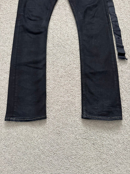 FW22 Rick Owens DRKSHDW Black Waxed Detroit Cut Denim Jeans