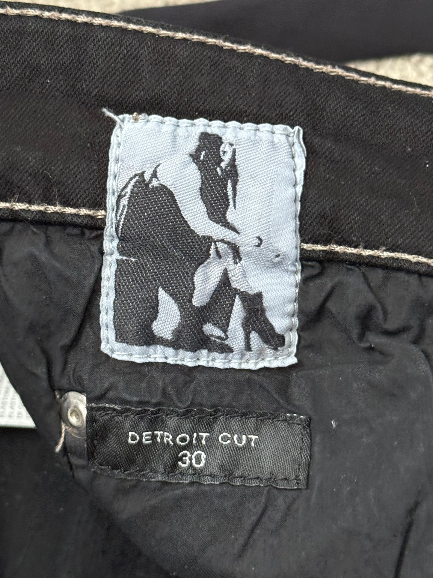 FW22 Rick Owens DRKSHDW Black Waxed Detroit Cut Denim Jeans