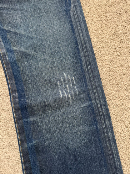 AW06 Dior Homme by Hedi Slimane "Luster" Blue Waxed Clawmark Denim Jeans