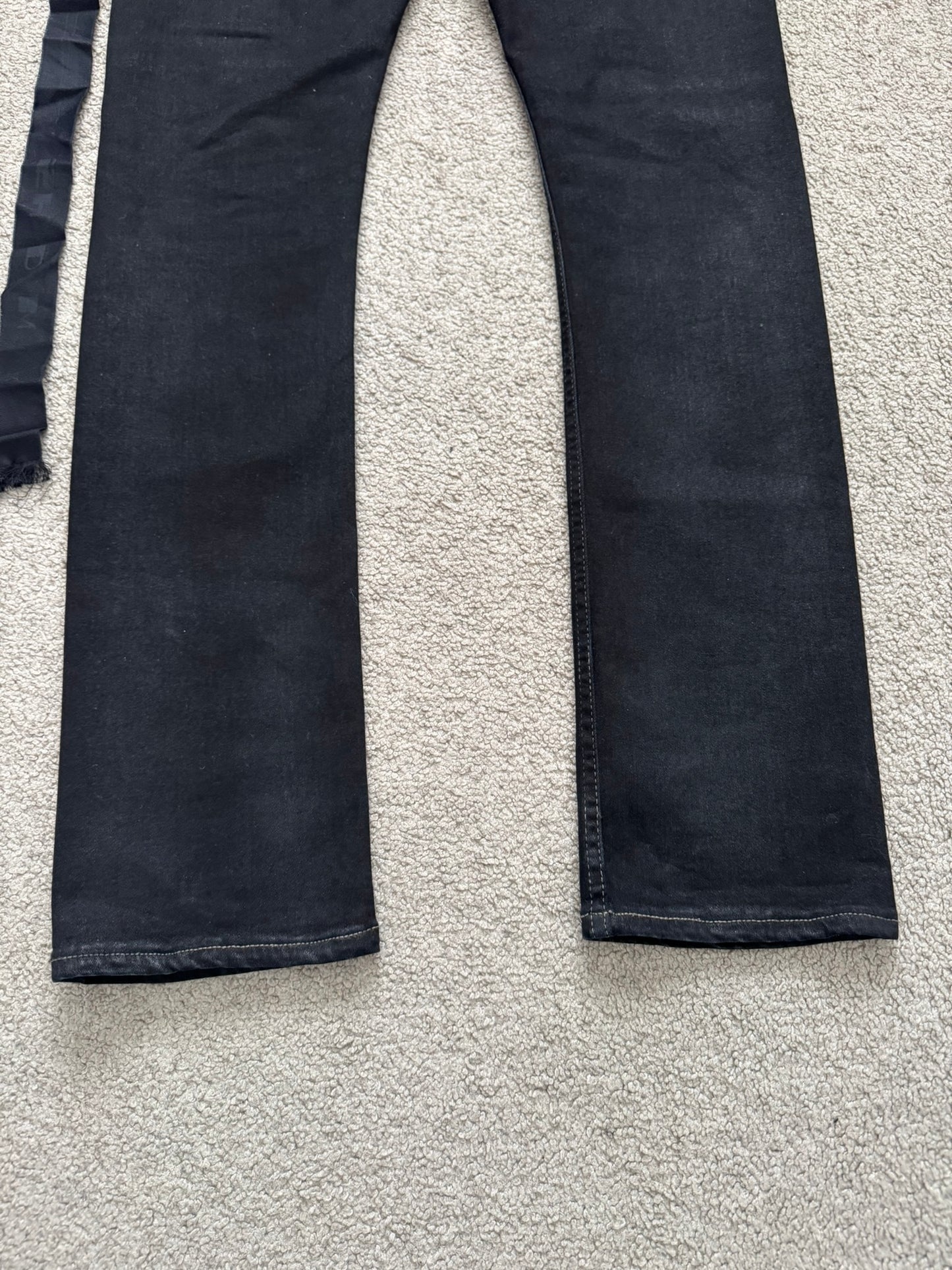 FW22 Rick Owens DRKSHDW Black Waxed Detroit Cut Denim Jeans