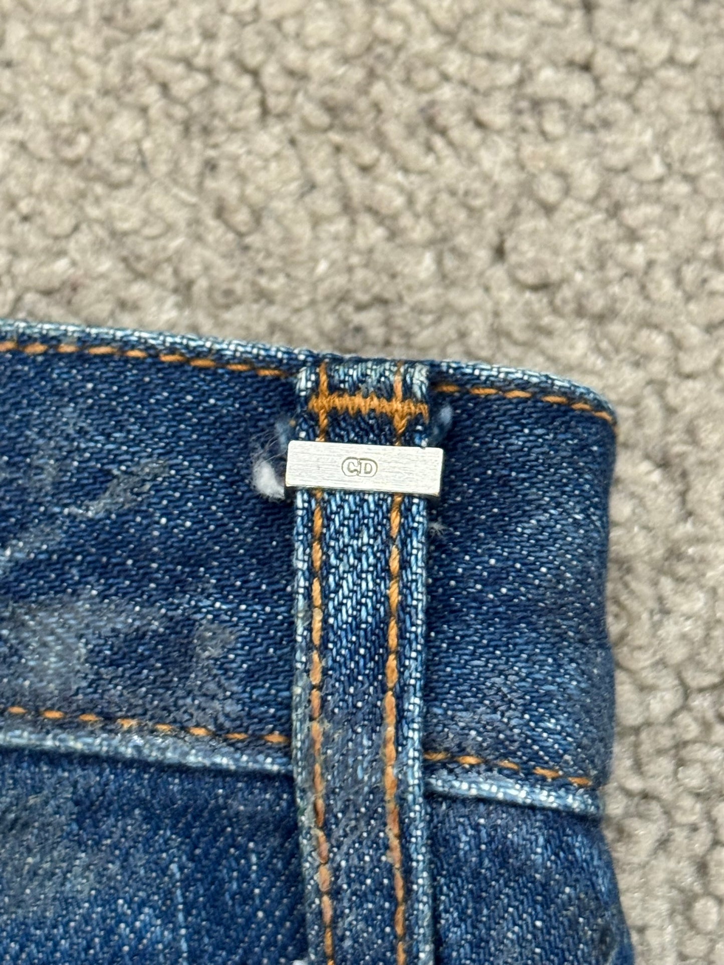 AW06 Dior Homme by Hedi Slimane "Luster" Blue Waxed Clawmark Denim Jeans