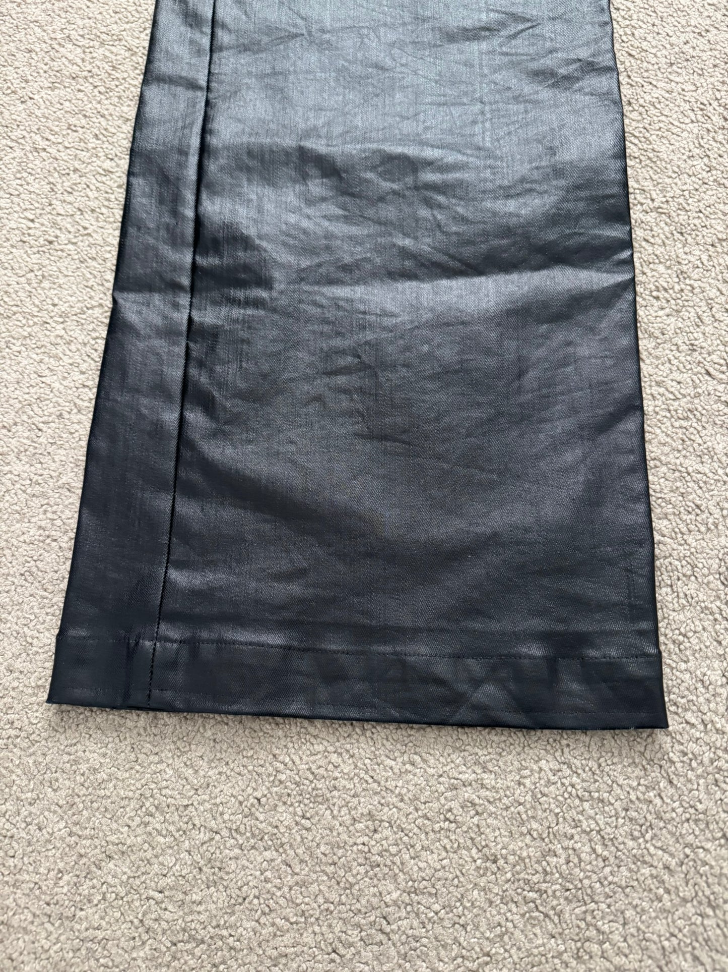 SS25 Rick Owens Mainline Black Waxed Geth Cut Denim Jeans