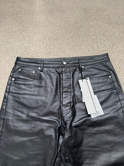 SS25 Rick Owens Mainline Black Waxed Geth Cut Denim Jeans