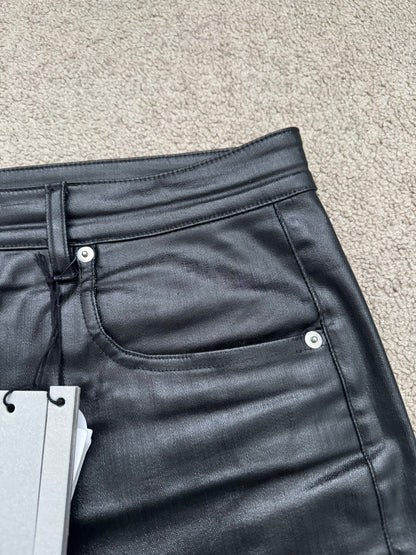 SS25 Rick Owens Mainline Black Waxed Geth Cut Denim Jeans