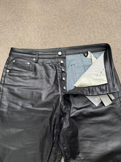 SS25 Rick Owens Mainline Black Waxed Geth Cut Denim Jeans