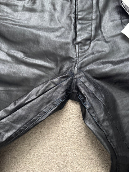 SS25 Rick Owens Mainline Black Waxed Geth Cut Denim Jeans
