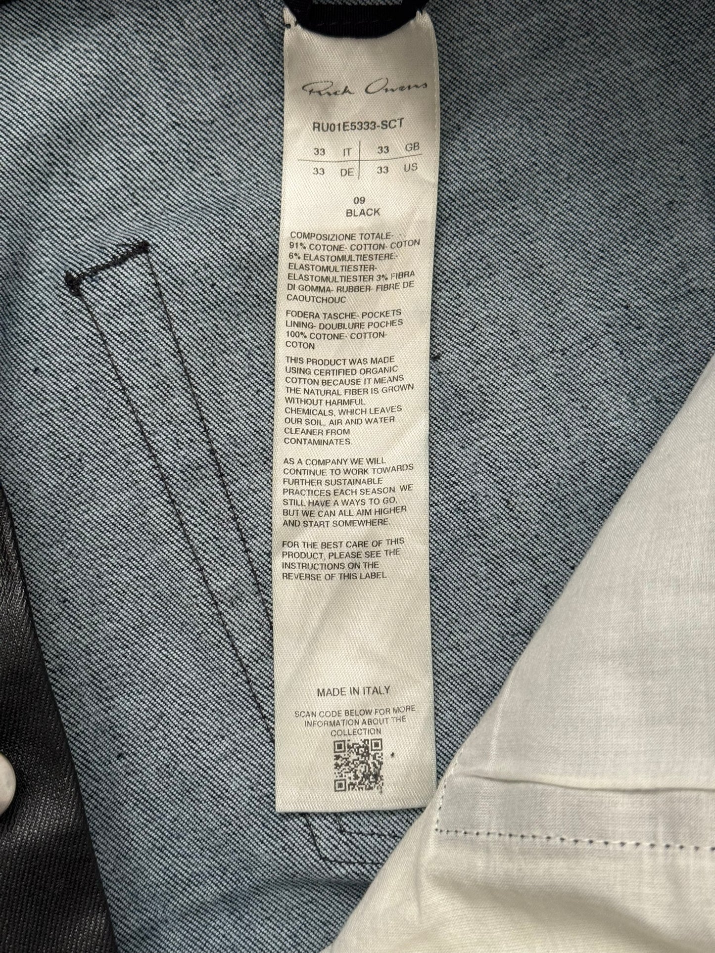 SS25 Rick Owens Mainline Black Waxed Geth Cut Denim Jeans