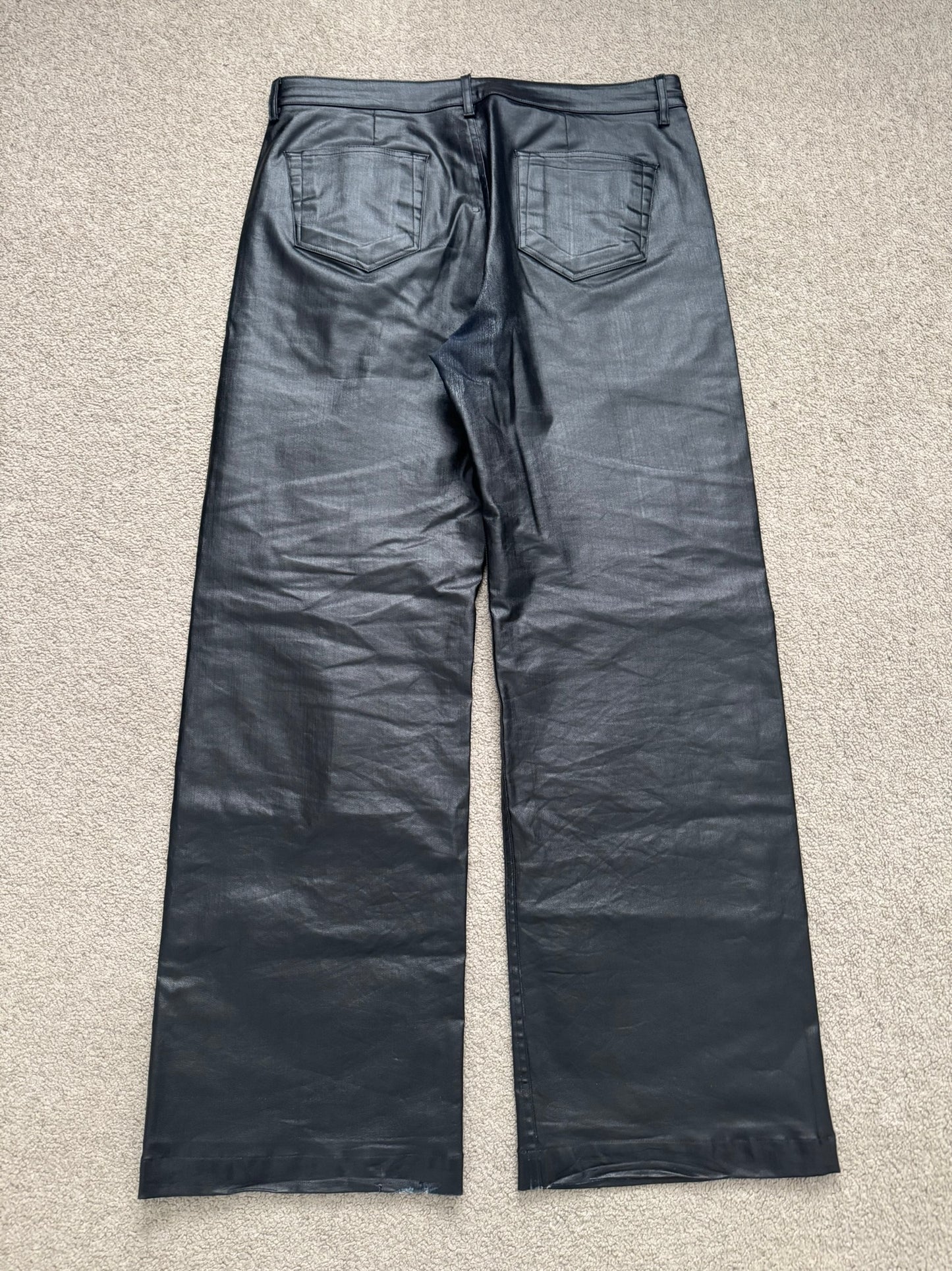 SS25 Rick Owens Mainline Black Waxed Geth Cut Denim Jeans