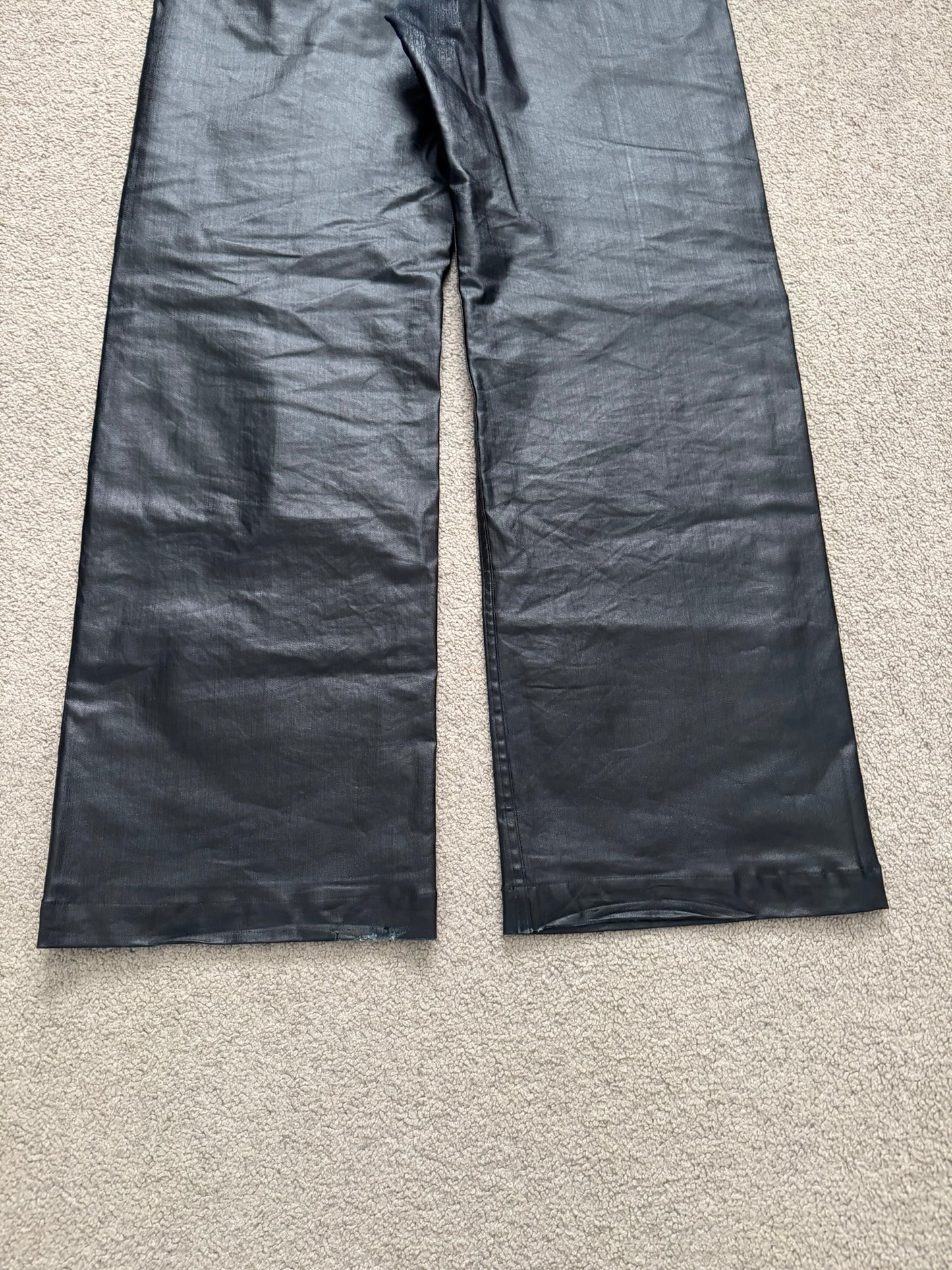 SS25 Rick Owens Mainline Black Waxed Geth Cut Denim Jeans