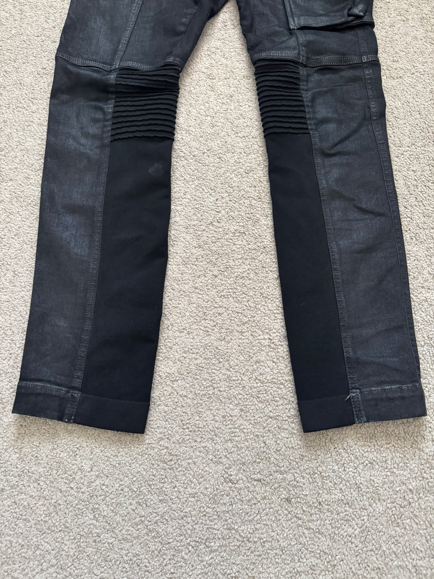 FW17 Rick Owens DRKSHDW Black Waxed Memphis Biker Denim Jeans