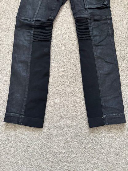 FW17 Rick Owens DRKSHDW Black Waxed Memphis Biker Denim Jeans