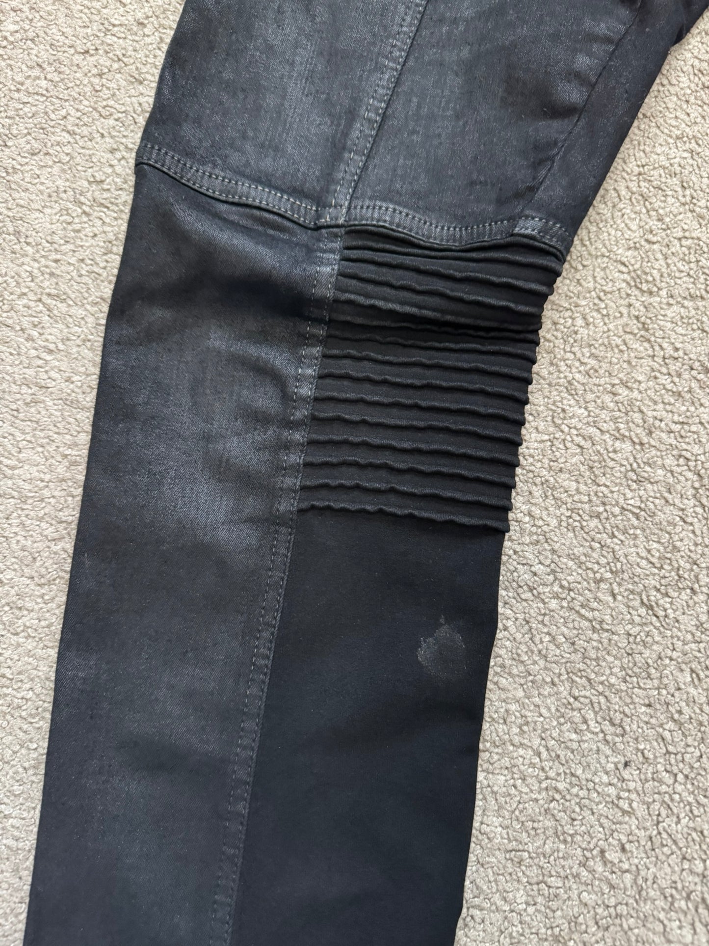 FW17 Rick Owens DRKSHDW Black Waxed Memphis Biker Denim Jeans