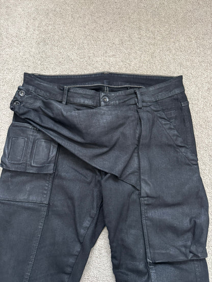 FW17 Rick Owens DRKSHDW Black Waxed Memphis Biker Denim Jeans