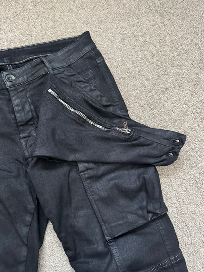 FW17 Rick Owens DRKSHDW Black Waxed Memphis Biker Denim Jeans