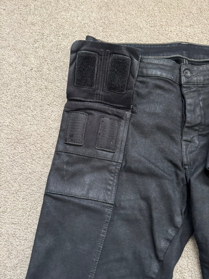 FW17 Rick Owens DRKSHDW Black Waxed Memphis Biker Denim Jeans