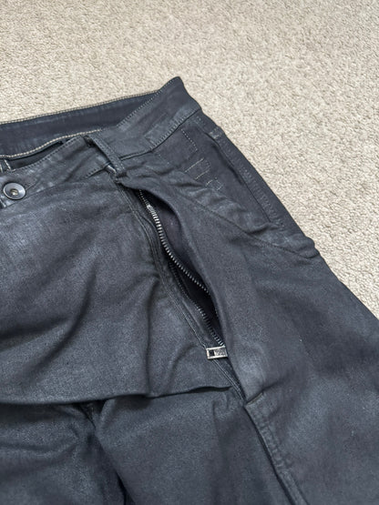 FW17 Rick Owens DRKSHDW Black Waxed Memphis Biker Denim Jeans