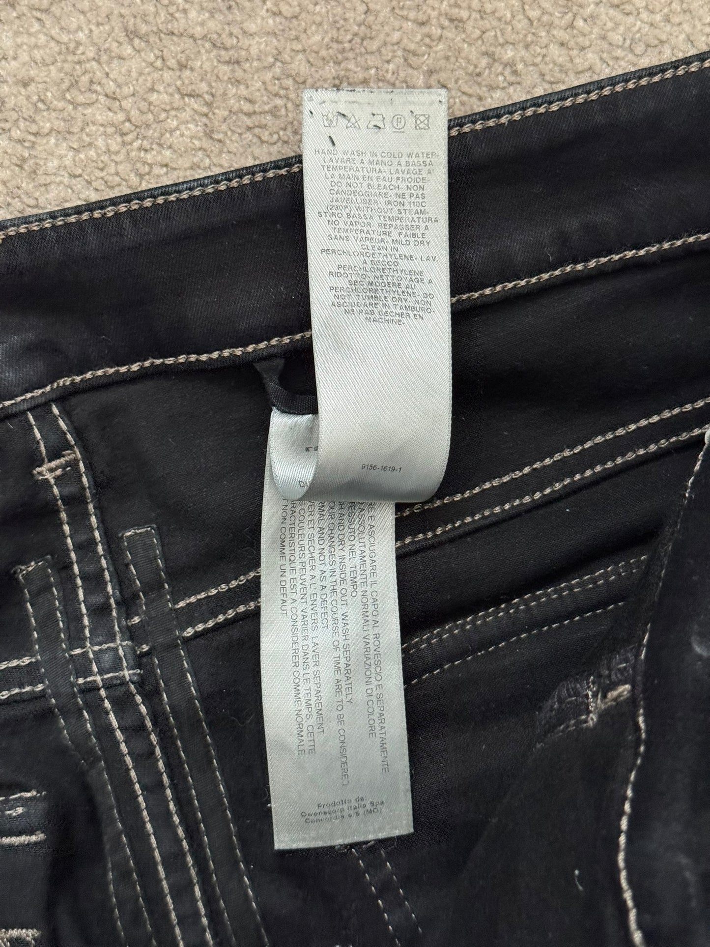 FW17 Rick Owens DRKSHDW Black Waxed Memphis Biker Denim Jeans