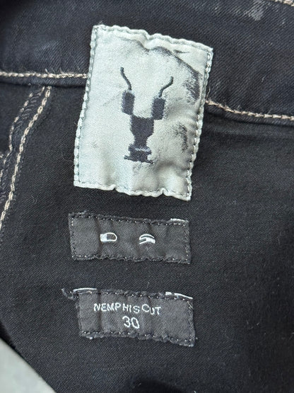 FW17 Rick Owens DRKSHDW Black Waxed Memphis Biker Denim Jeans