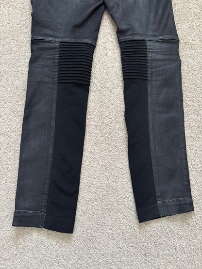 FW17 Rick Owens DRKSHDW Black Waxed Memphis Biker Denim Jeans