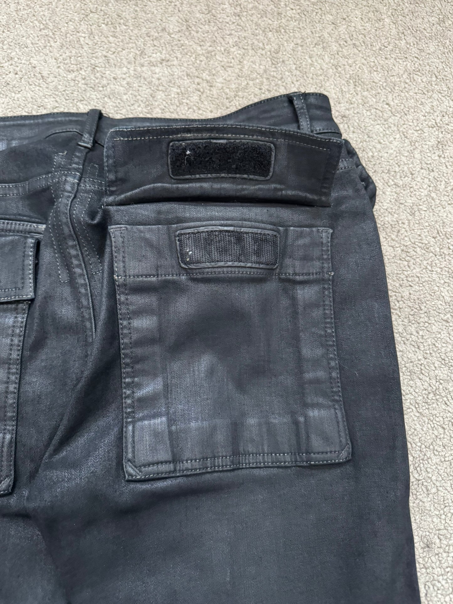 FW17 Rick Owens DRKSHDW Black Waxed Memphis Biker Denim Jeans