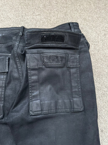 FW17 Rick Owens DRKSHDW Black Waxed Memphis Biker Denim Jeans