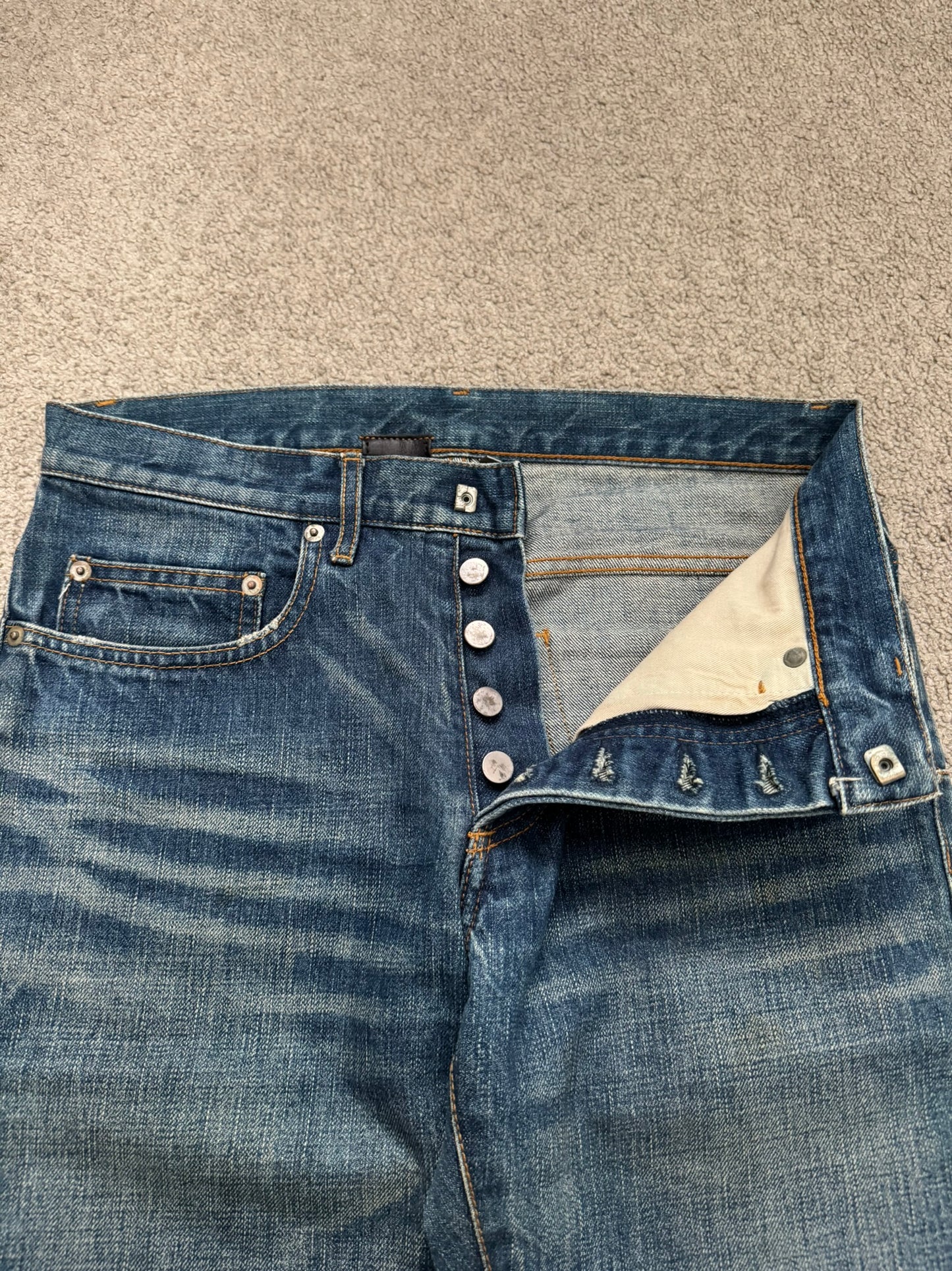Dior Homme by Hedi Slimane MIJ Clawmark Blue Washed Denim Jeans