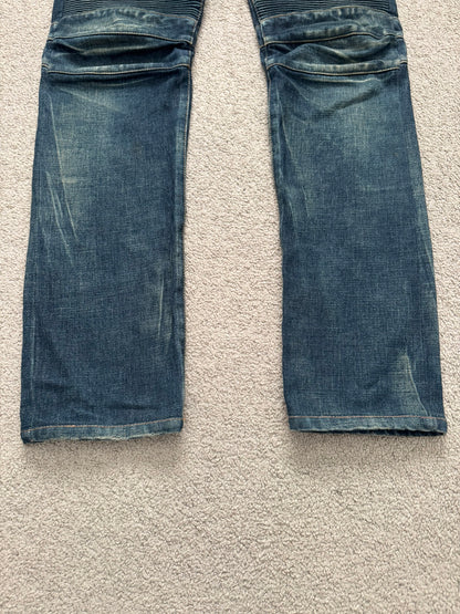 FW12 Balmain by Olivier Rousteing Indigo Zip Biker Denim Jeans