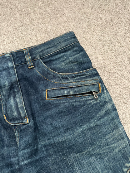 FW12 Balmain by Olivier Rousteing Indigo Zip Biker Denim Jeans