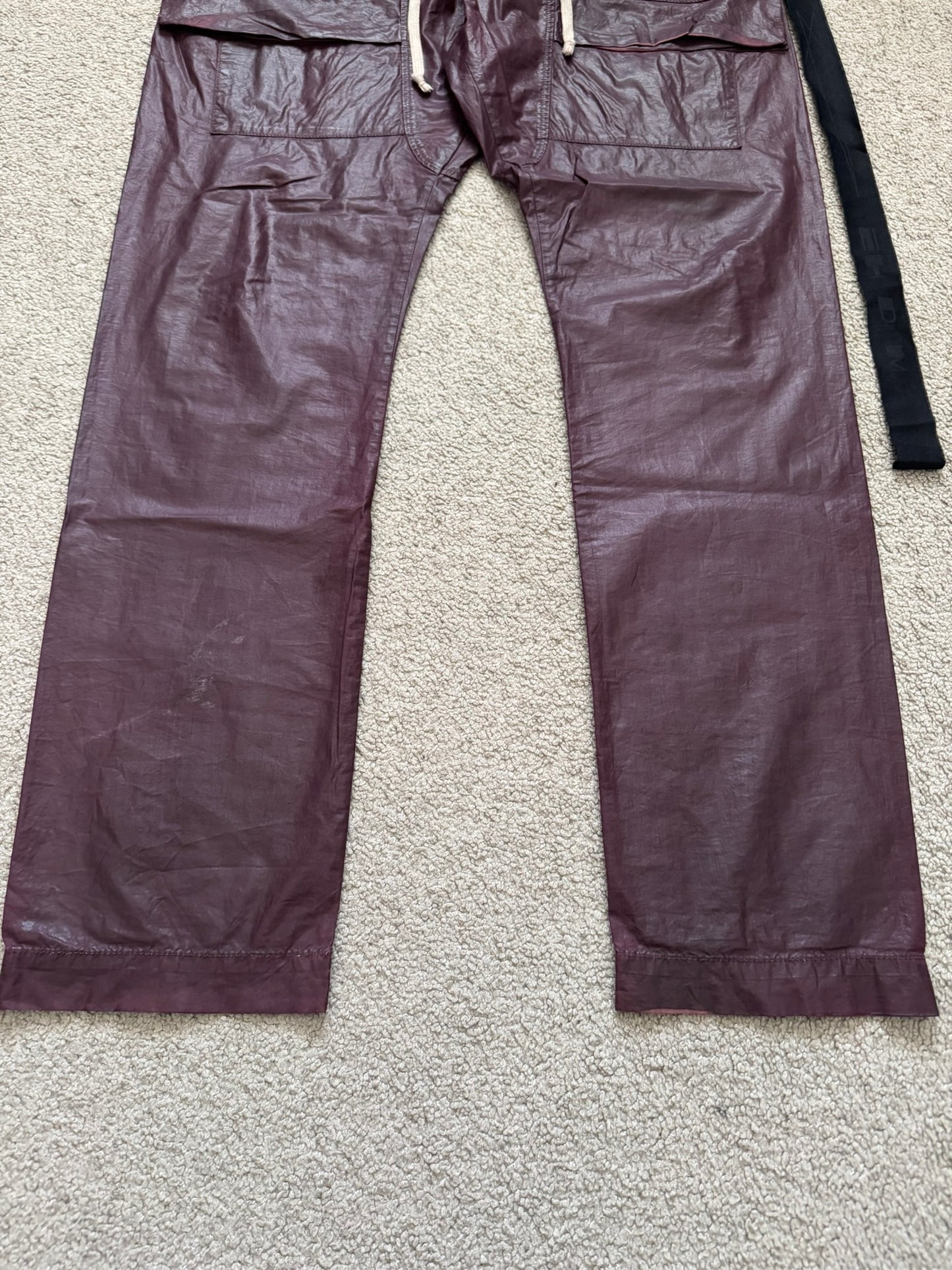 SS21 Rick Owens DRKSHDW Cherry Waxed Creatch Cargo Pants