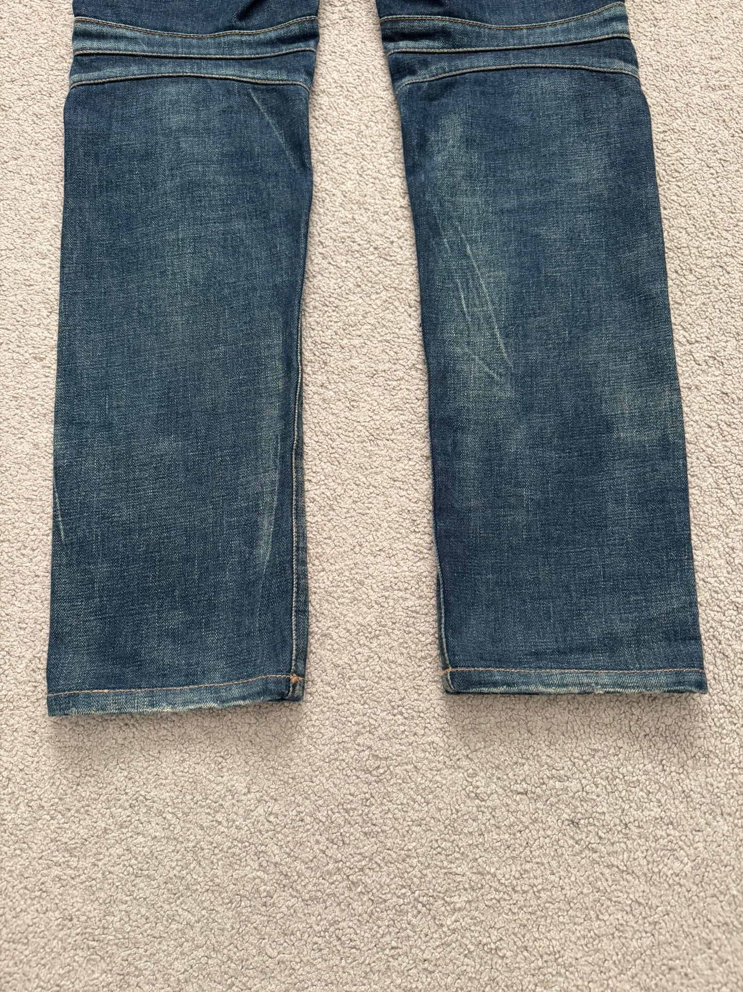 FW12 Balmain by Olivier Rousteing Indigo Zip Biker Denim Jeans