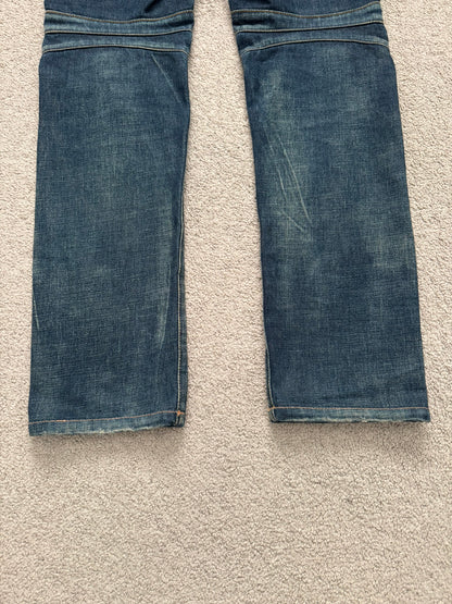FW12 Balmain by Olivier Rousteing Indigo Zip Biker Denim Jeans