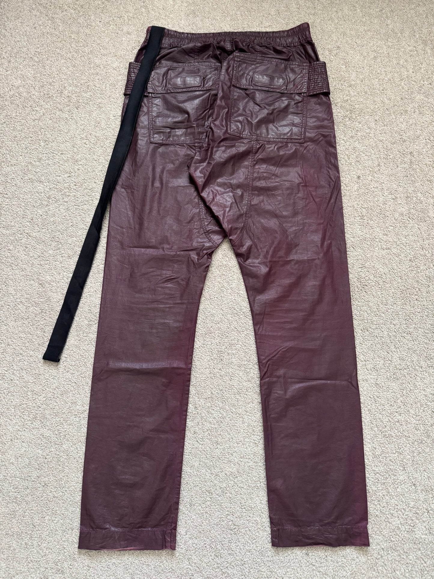 SS21 Rick Owens DRKSHDW Cherry Waxed Creatch Cargo Pants