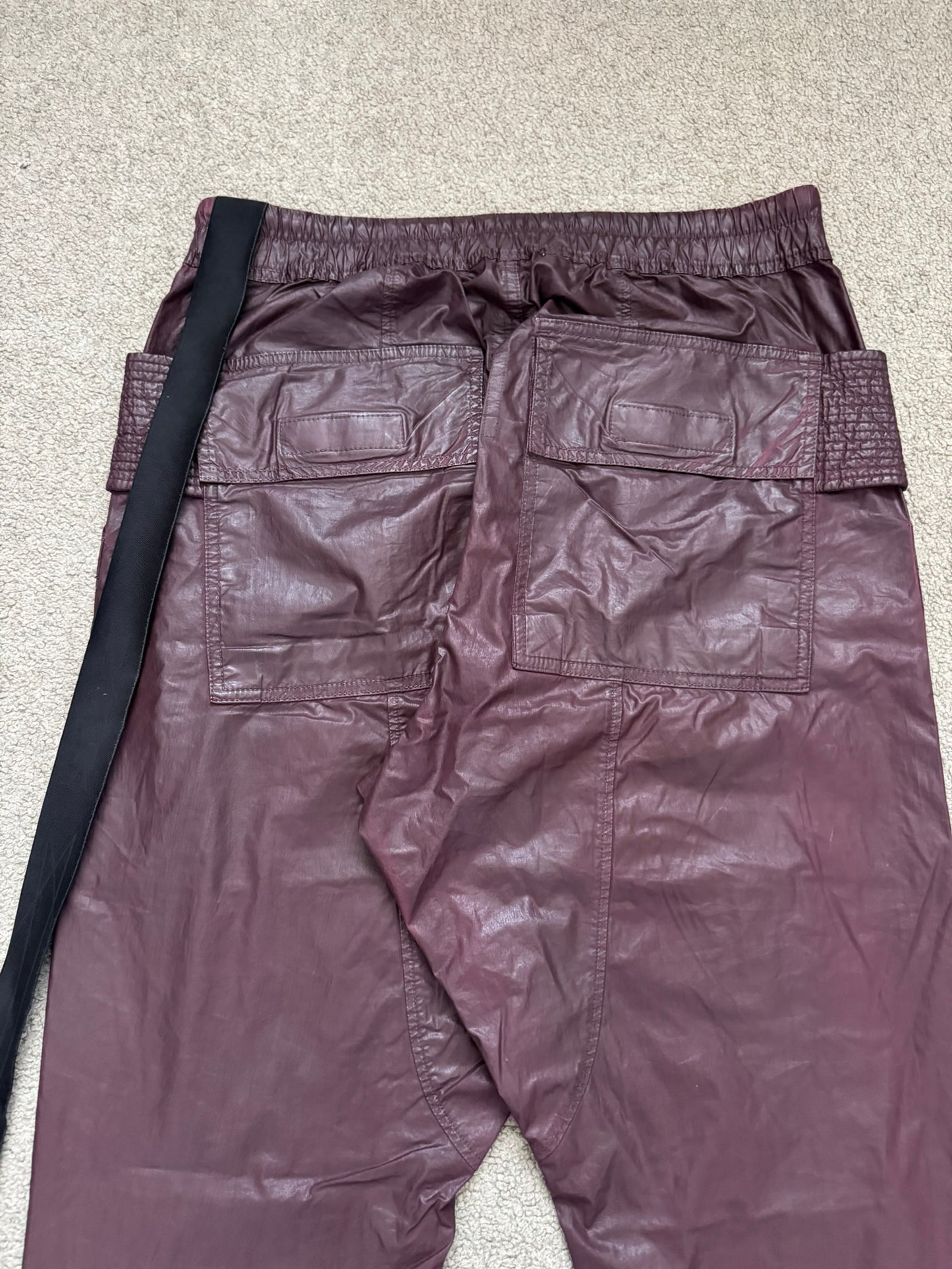 SS21 Rick Owens DRKSHDW Cherry Waxed Creatch Cargo Pants