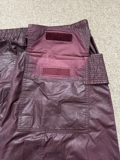 SS21 Rick Owens DRKSHDW Cherry Waxed Creatch Cargo Pants