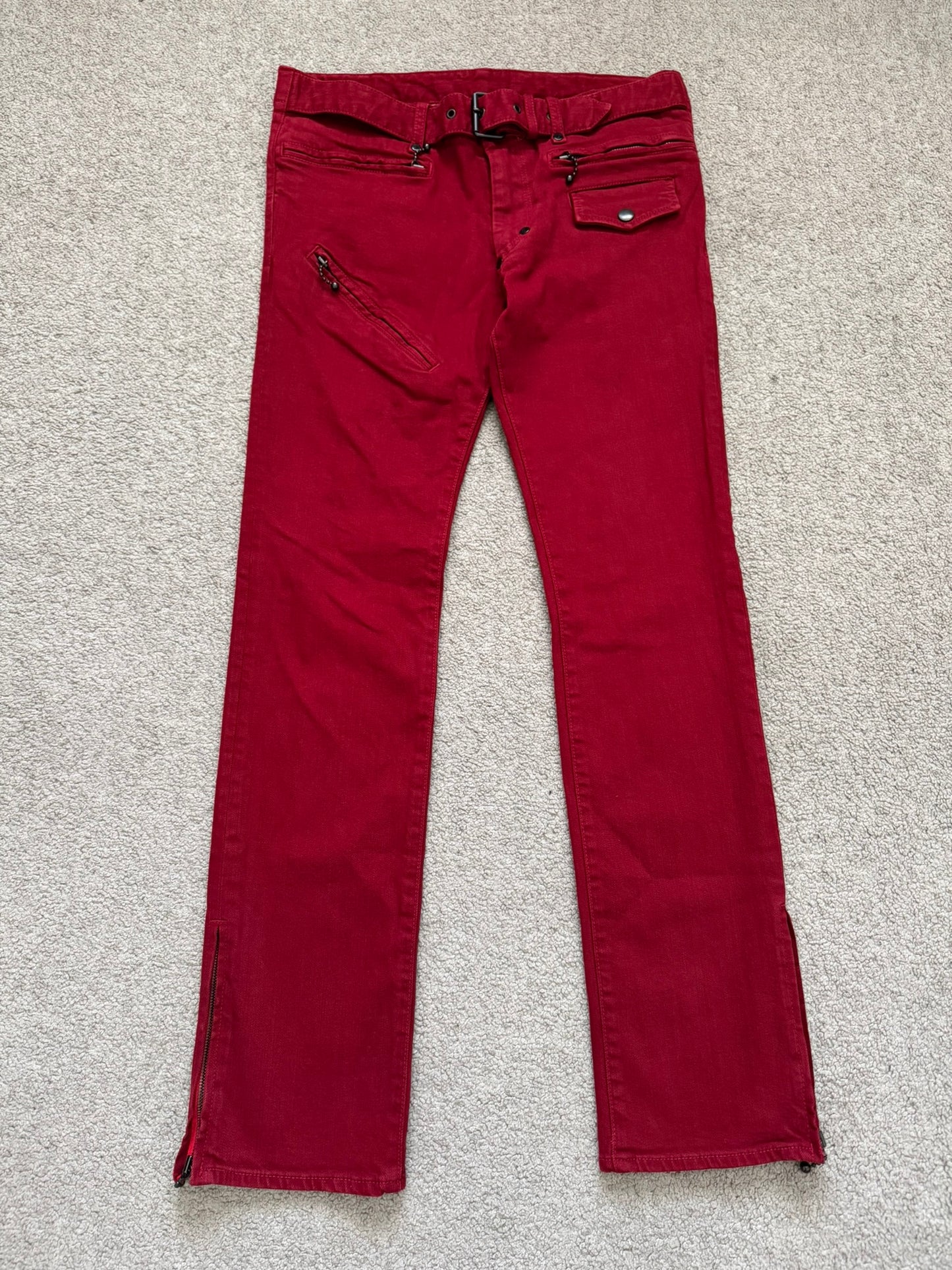 SS05 Number (N)ine "Nightcrawler" Belted Zipper Denim Jeans