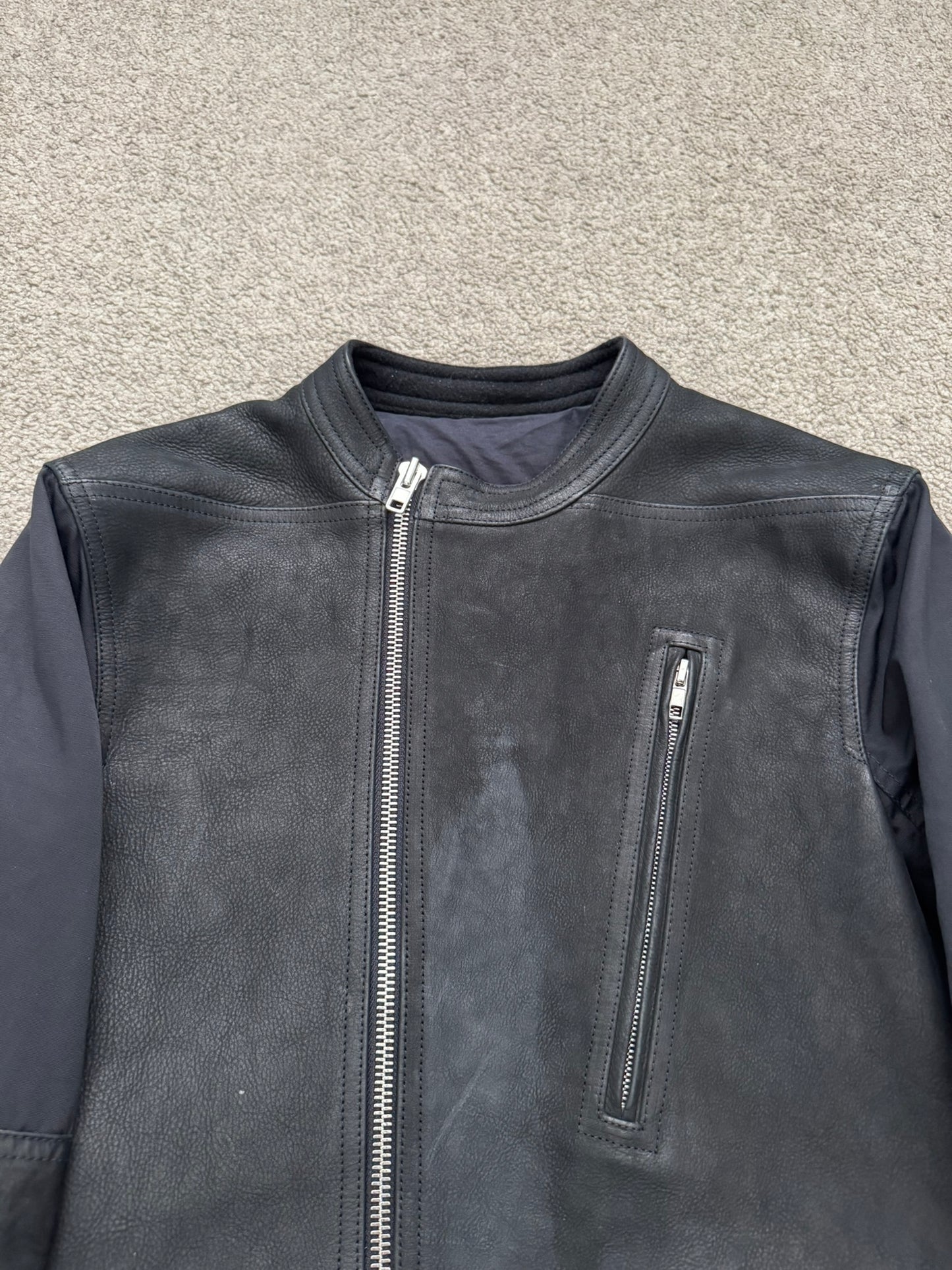 FW14 Rick Owens Mainline Moody Hybrid Fencing Leather Jacket