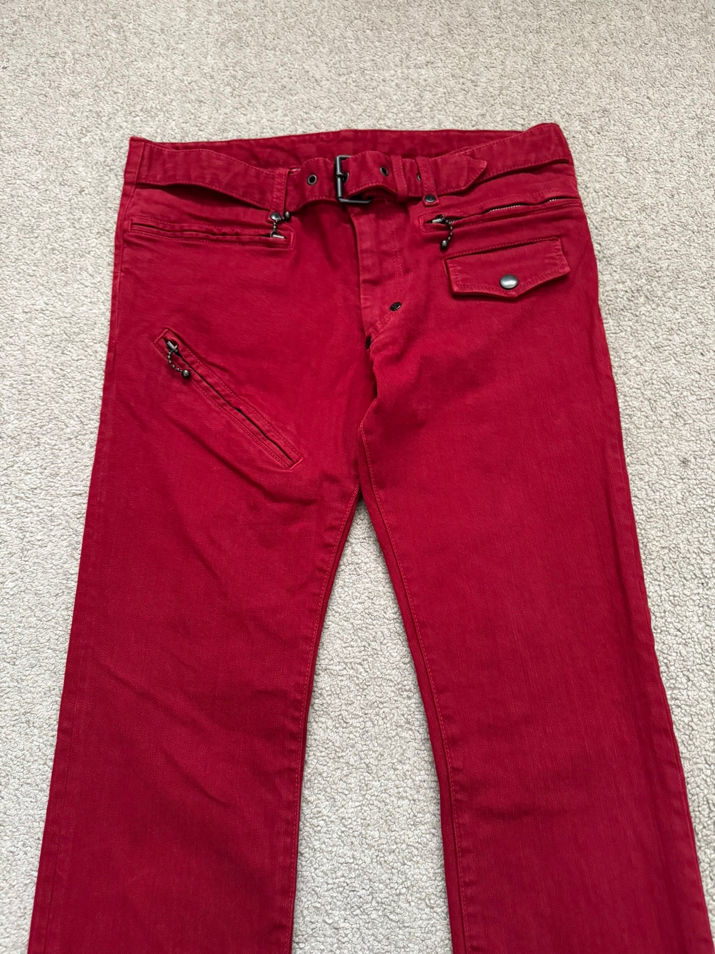 SS05 Number (N)ine "Nightcrawler" Belted Zipper Denim Jeans