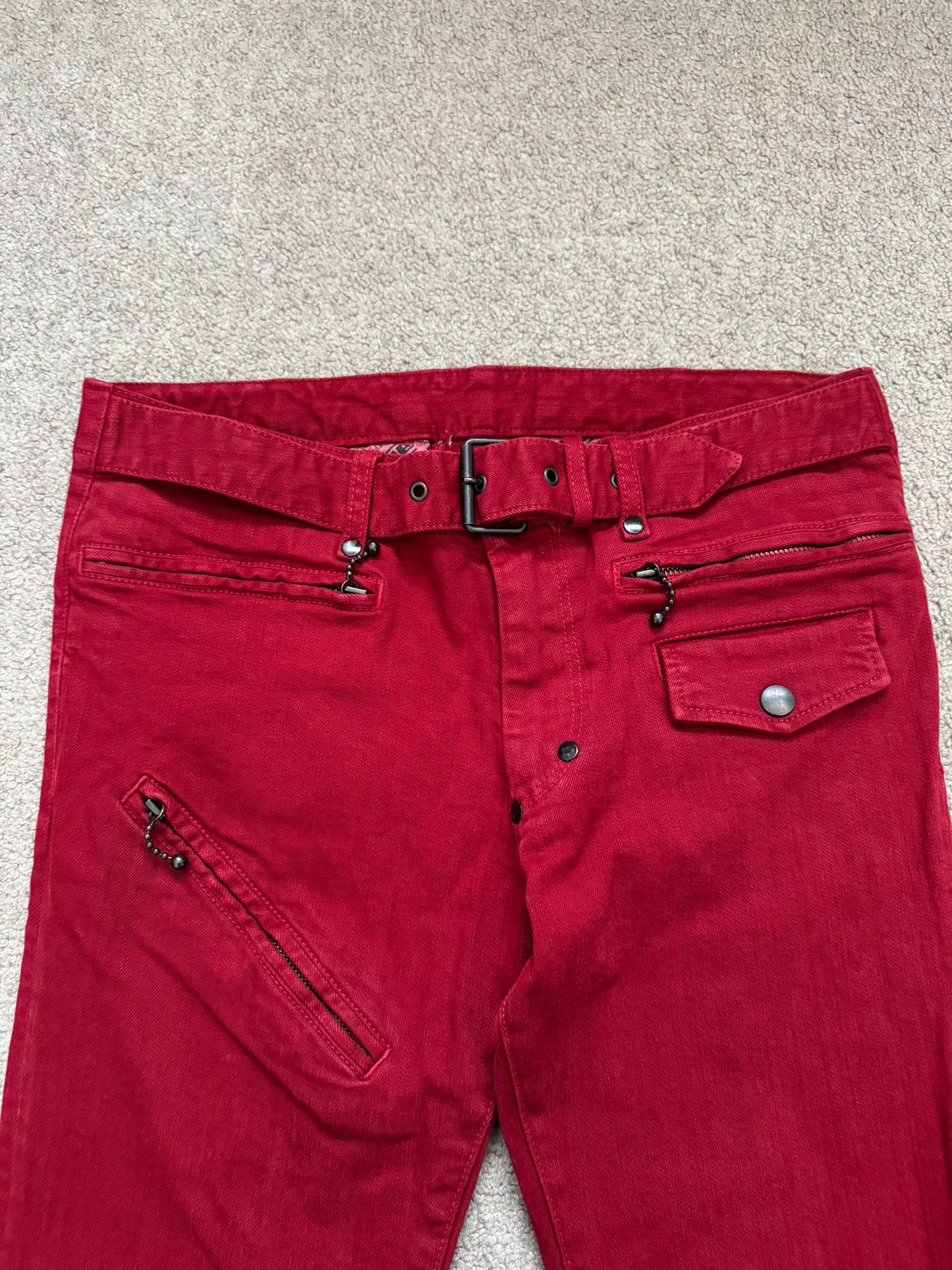 SS05 Number (N)ine "Nightcrawler" Belted Zipper Denim Jeans